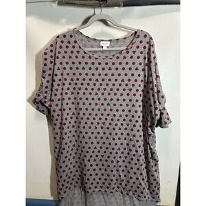 2XL Lularoe Minni Mouse Tshirt Grey And Red Polka Dot With Hidden Mini Mouse